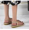 Bohemian Wood Bead Woven Plus Size Flat Women's Sandals for Summer 2025