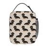 Cute Dachshund Dog Print Insulated Lunch Bag Reusable Cooler Thermal Bento Tote Bag for Work School Hiking Travel Picnic Beach