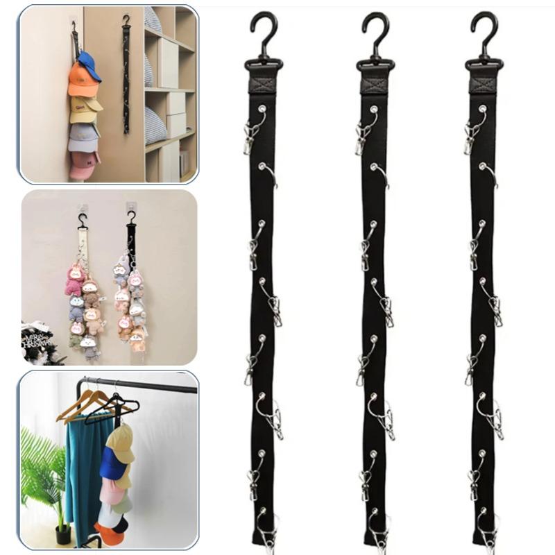 Baseball Cap Storage Organizer With Eight Clips Wall Mounted Cap Holder Closet Storage Organizer Cap Hanger Labu Doll Wall Artifact Hanging Wall Toy