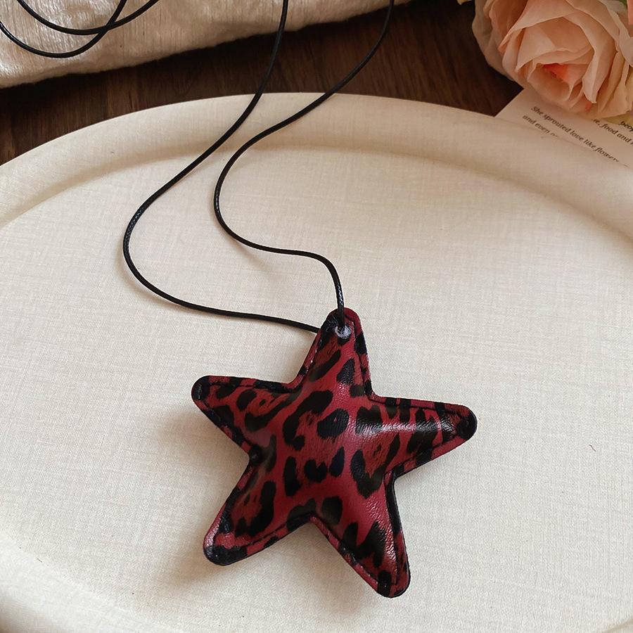 Retro style coffee fabric acrylic love necklace light luxury sweater chain versatile necklace women