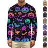 Men's Casual Long Sleeve Crew Neck T-Shirt with All Over Ghost Print Lightweight Comfortable Fit for Everyday Wear