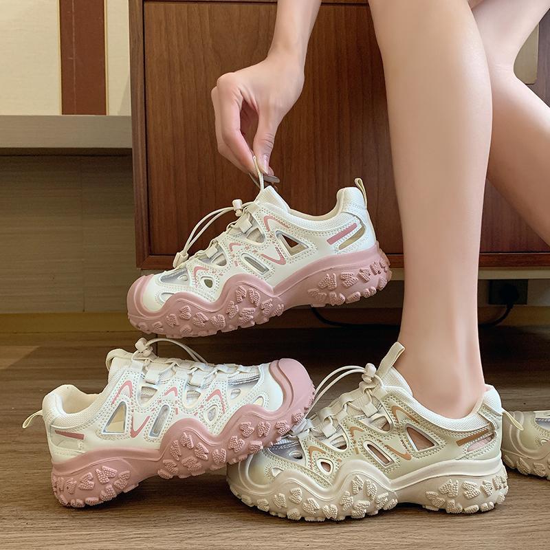 Fashion outdoor hollow casual shoes women's 2025 summer new ugly cute shoes running sports shoes hiking shoes dad shoes