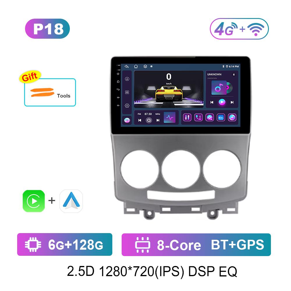 For Mazda 5 2005 - 2010 Carplay WiFi Android System Car Video Multimedia Player Navigation GPS Bluetooth Auto Tools Split Screen