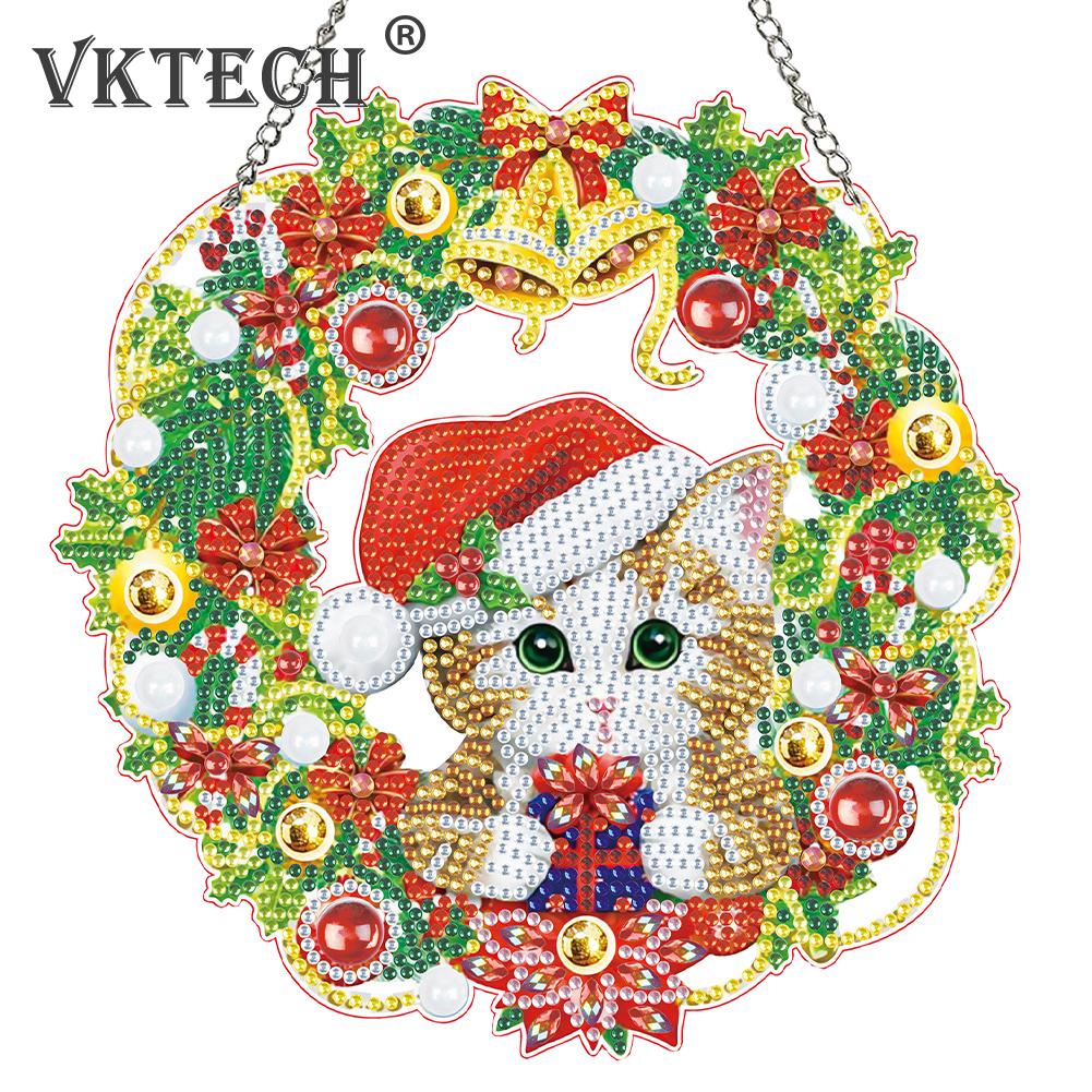 Special Shaped DIY Diamond Painting Wreath Ornament Christmas Decor Diamond Art Painting Garland Kit Bear Spot Drill Garland