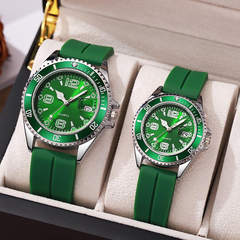 Orologio Sportivo di Coppia in Quarzo Fantasma d'Acqua Verde: Silicone Casual, Impermeabile, per Studenti