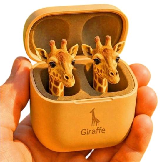 Cute Animal Shaped Bluetooth-compatible Earbuds 3D Frog Eagle Zebra Wolf Lion Animal Wireless Earbuds with Charging Case for Teens Adults