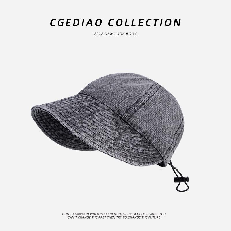 Denim bucket hat spring women's versatile plain basin hat face cover adjustable fashion duck tongue sun protection sun hat