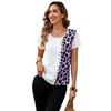 Leopard Print Round Neck Top: Elegant Short Sleeve T-shirt for Women, Casual Spring and Autumn Style 2025
