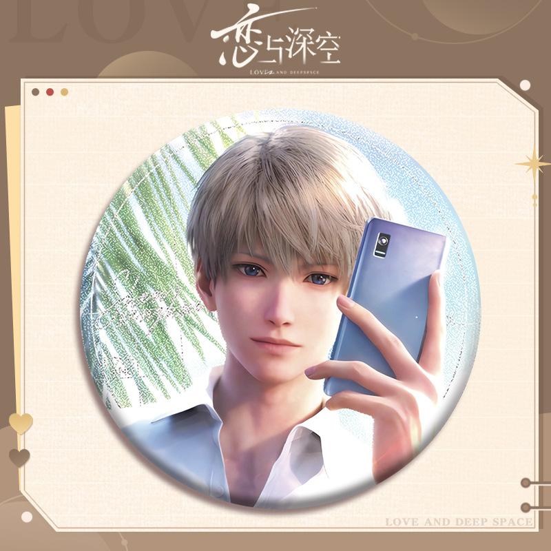 75MM Love and Deepspace Sylus Rafayel Zayne Xavier Cosplay Anime Shiny Badge Emblem Brooch Dessert Decoration Pin Game Fans Gift