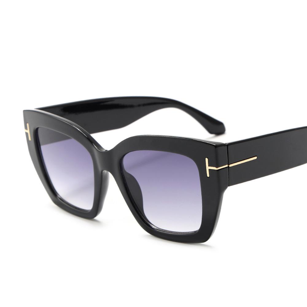 Unisex Large Frame T-Decoration Sunglasses 5634 - Slimming and Stylish European & American Design