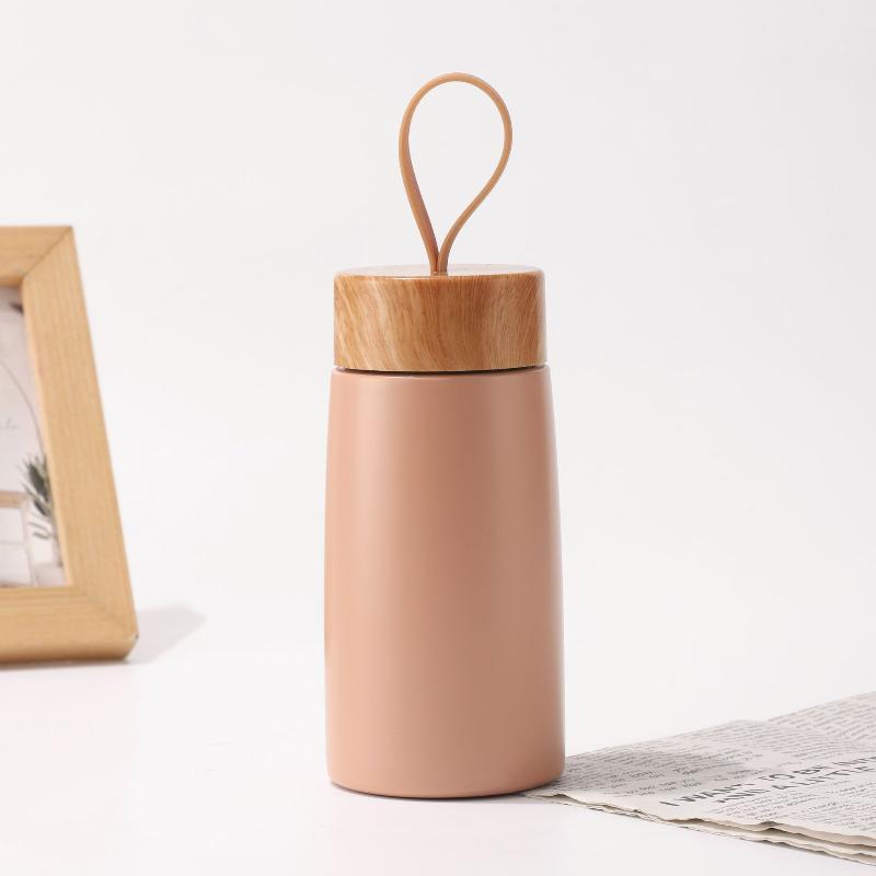New Style Mini Thermos Cup Creative Wood Grain Cover Portable Vacuum Stainless Steel Water Cup Student High Value Pocket Cup