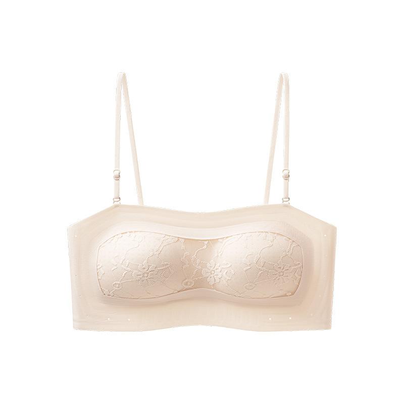 Strapless beautiful back cross underwear women's tube top thin large chest small chest gathering anti-light anti-sagging bra cover