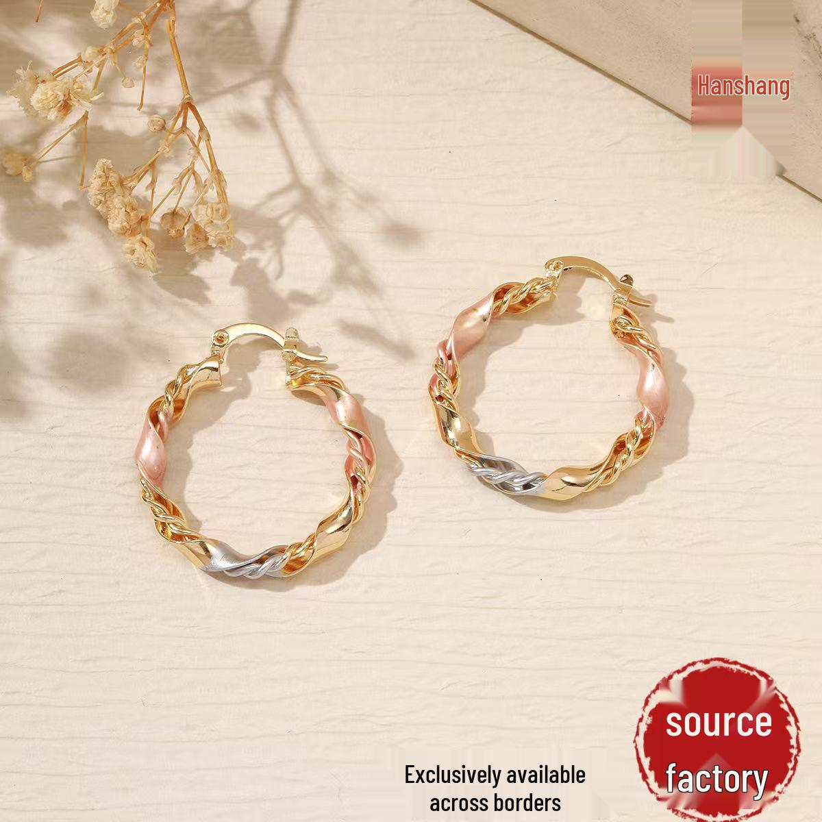 Позолоченные Цветные Круглые Серьги-Кольца для Женщин - Элегантные и Невыцветающие золотой