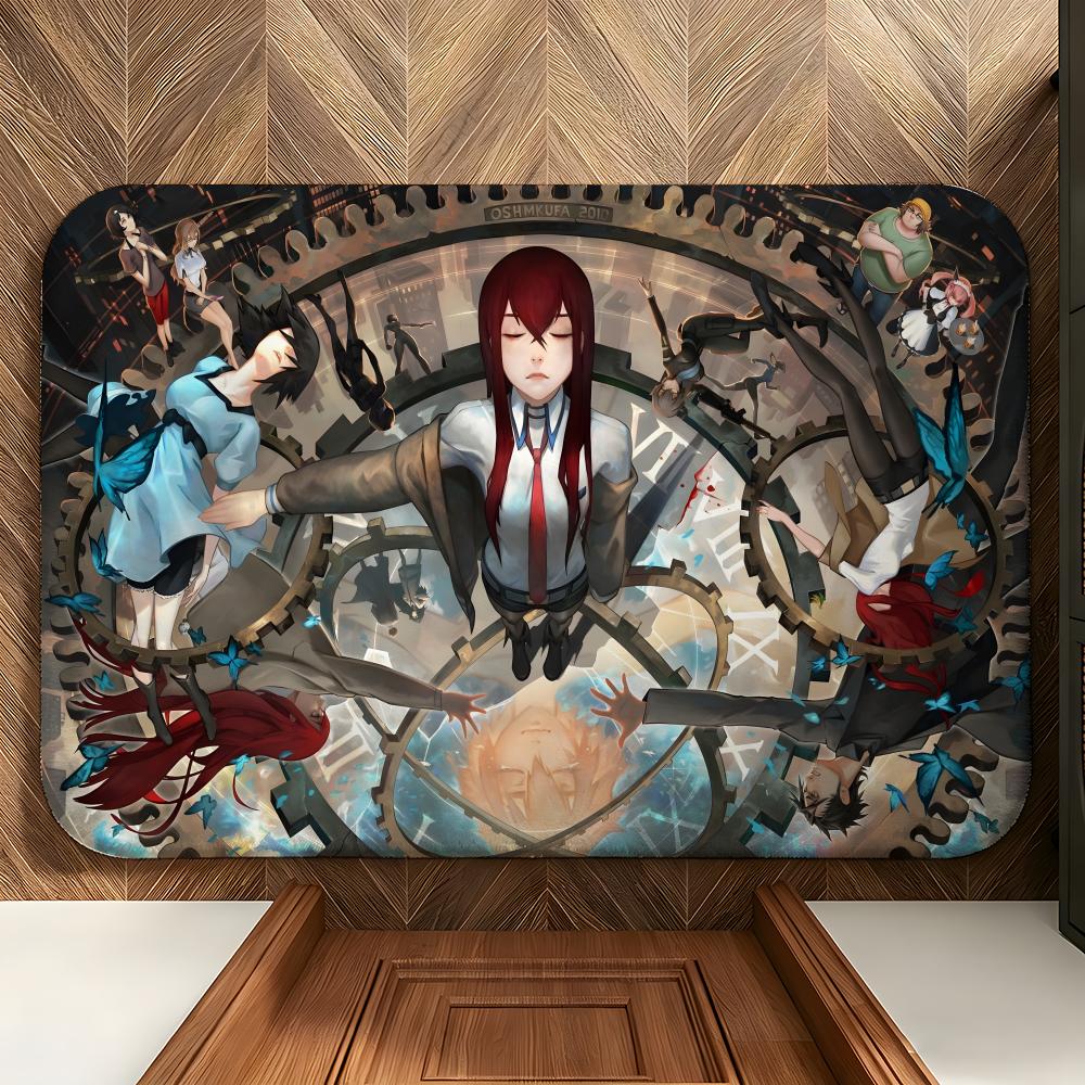 Anime S-Steins;Gate Floor Mat Soft Flannel Floor Mat  Suitable for Entryways, Living Rooms, Bedrooms, and Bathrooms