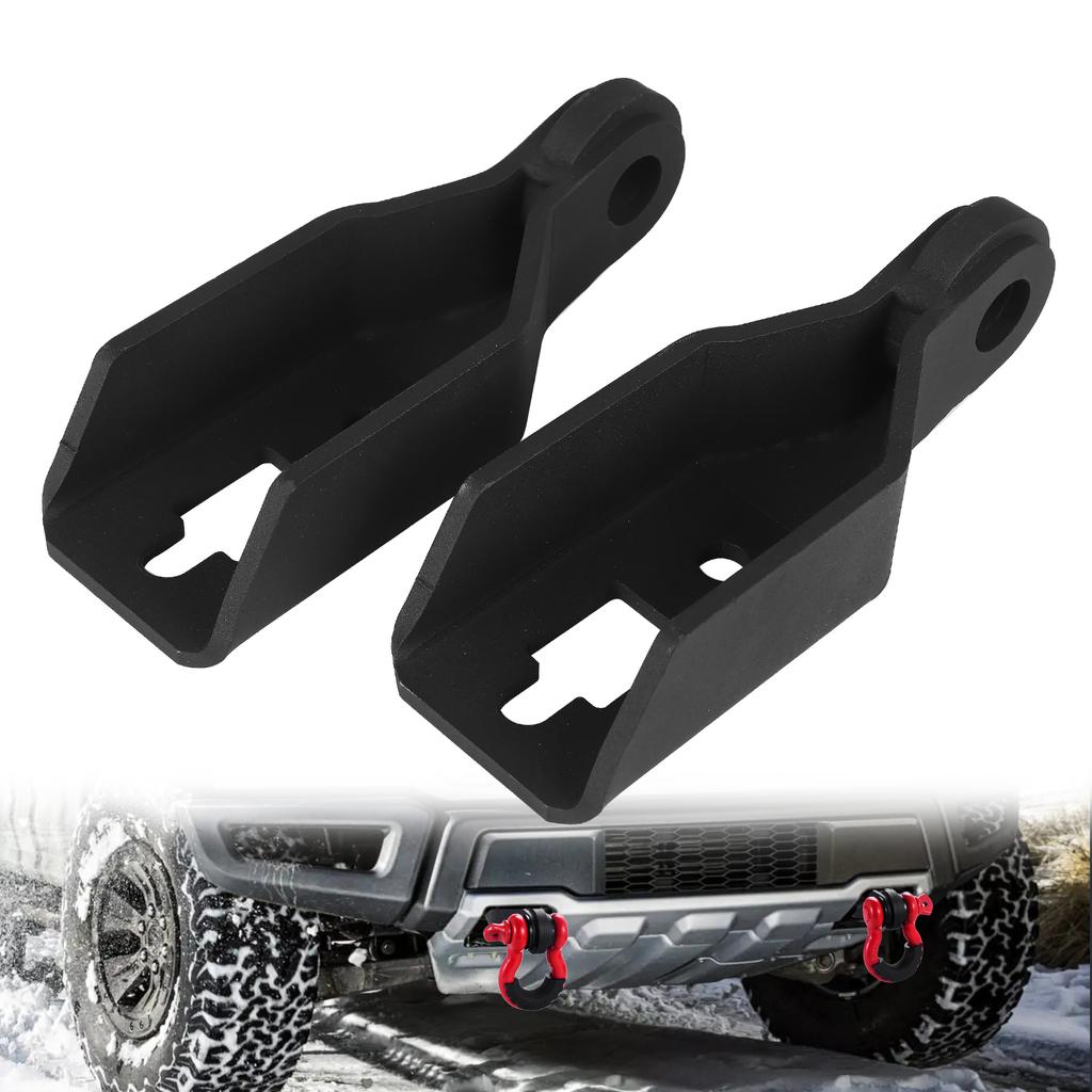 For Ford F150 2009-2024 without 3/4inch D Ring Shackles 2Pcs Black Upgraded Demon Hooks Bracket Tow hook