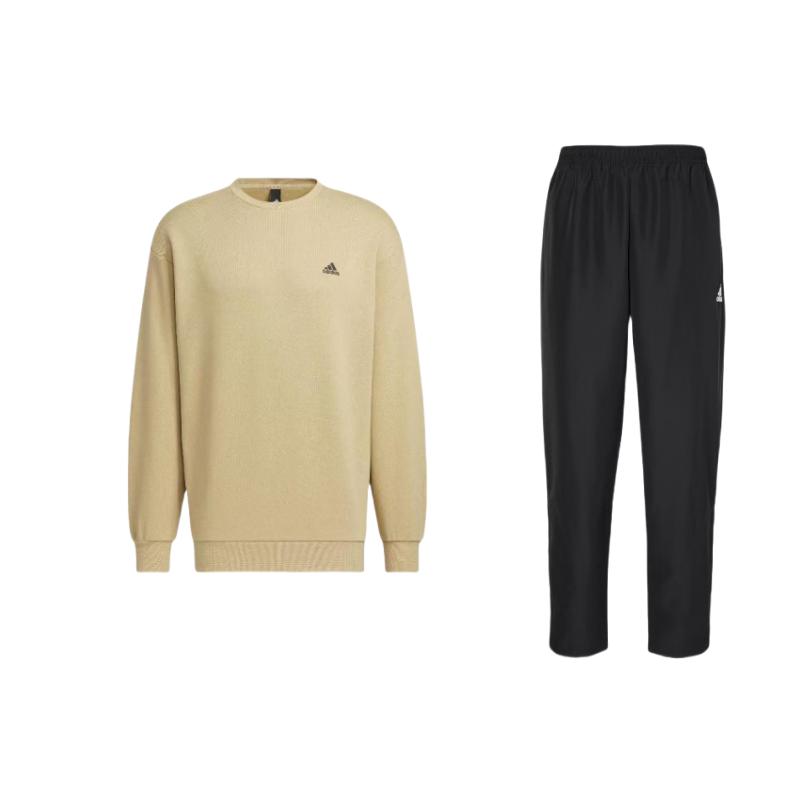 

Adidas Solid Logo Round Neck Long Sleeve Sweatshirt And Comfortable Long Pants Sports Suit Men sweatshirt and pants H57533+IV7601 L