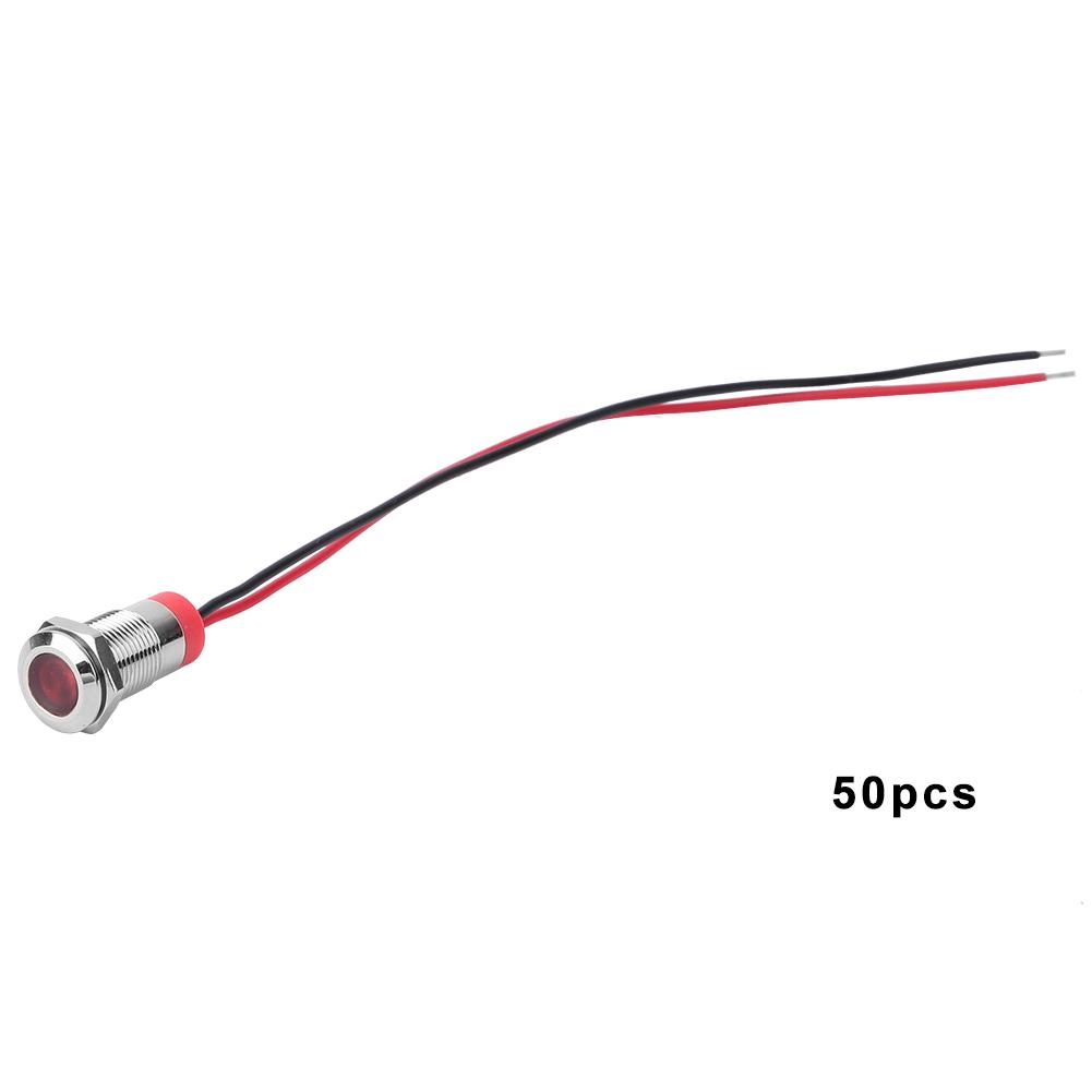 50pcs IP65 Waterproof BEM 10C High Quality Metal Warning LED Light Indicator 10mm(Red 12V)