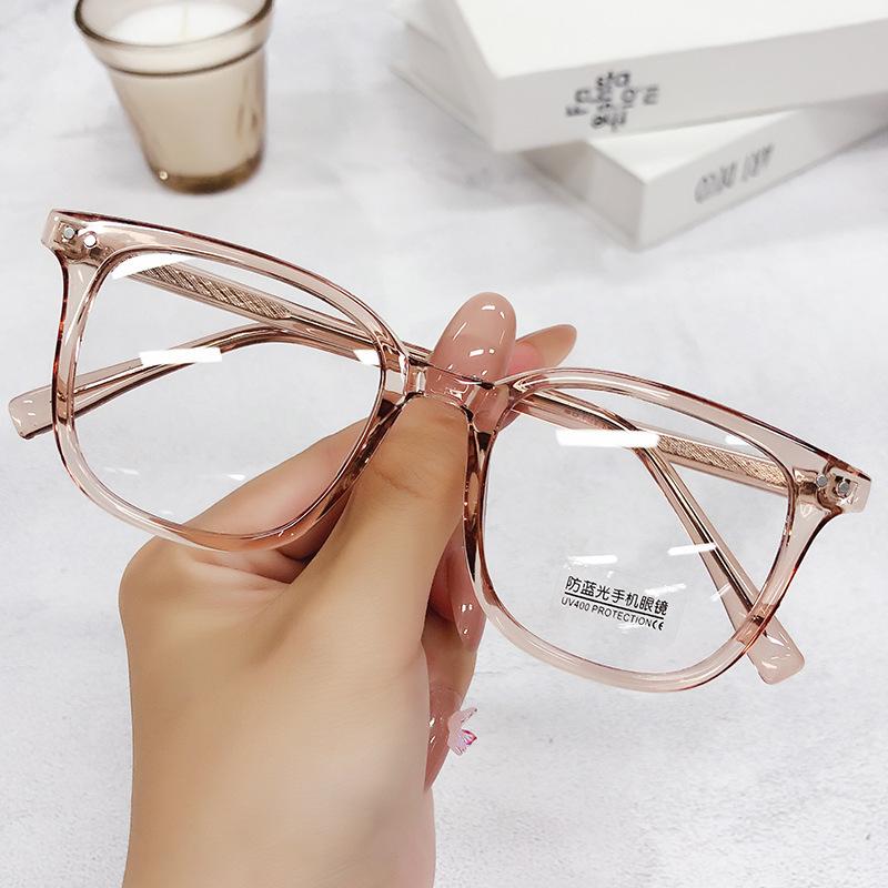 

Vintage Square Frames Glasses Female TR90 Ultralight Antifatigue Computer Reading Eyeglasses Clear Blue Lightweight Blocking Eyewears 0