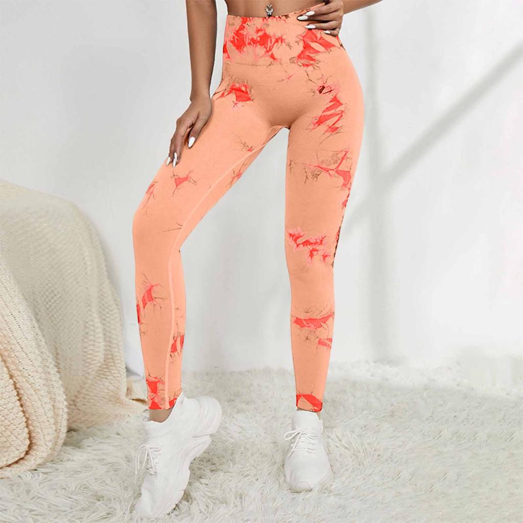 High Waist Tie Dye Yoga Leggings for Women Butt Lifting Workout Seamless Compression Athletic Pants for Gym Fitness Running