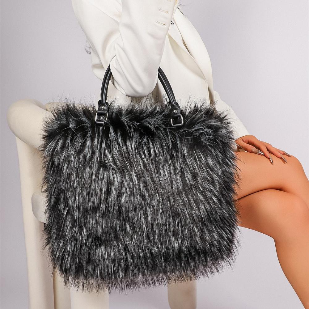 Popular Imitation Fur Plush Women's Handbags Soft Portable Ladies Tote Bag Light Luxury Niche Simple Versatile One Shoulder Bag for Mother's Day Gifts