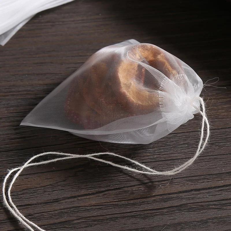 100pcs Disposable Tea Bags with Drawstring, Infusion for Herbal Tea, Coffee and Medicinal Use, for Home, Restaurants and Cafes