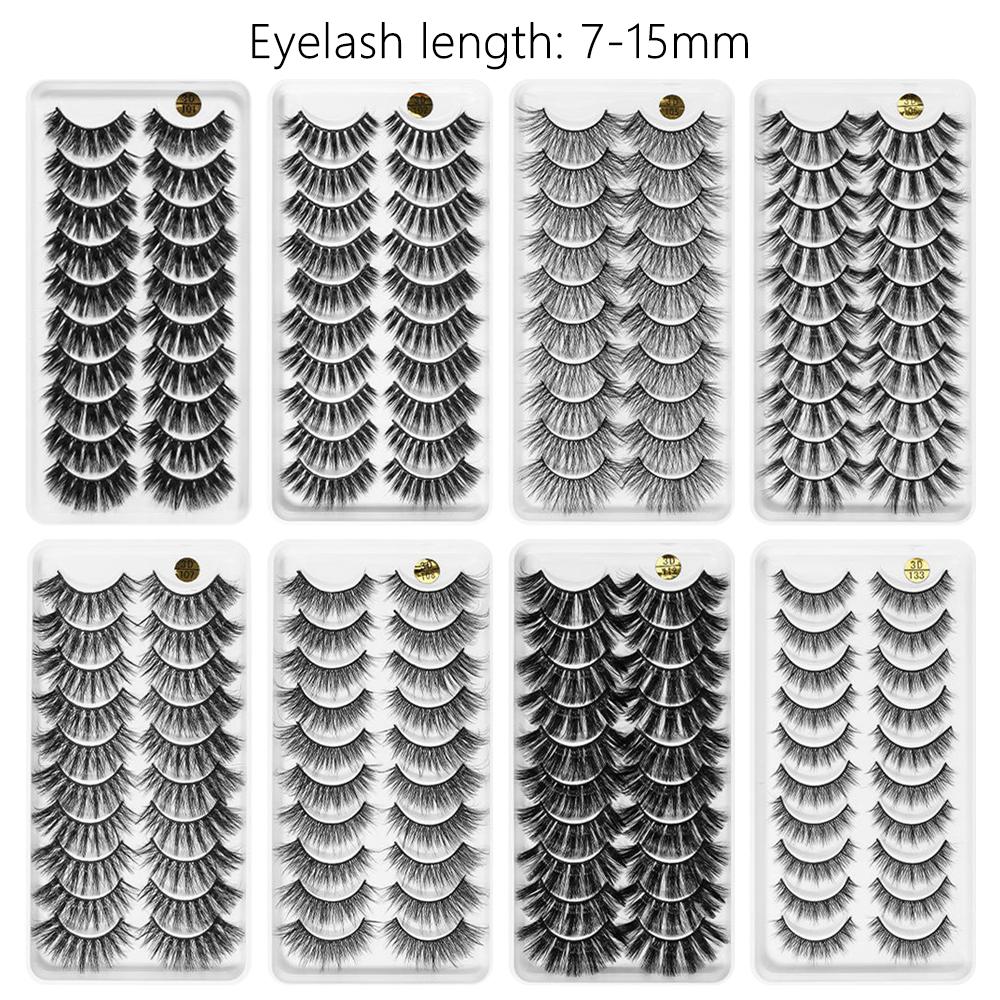 10 Pairs 3D Soft Mink Hair False Eyelashes Crisscross Thick Long Eye Lashes Women's Beauty
