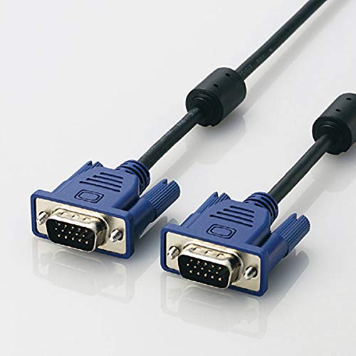 Elecom Display Cable D-Sub 15-pin VGA To VGA, 15m Slim, RoHS Compliant, Black, CAC-L15BK/RS