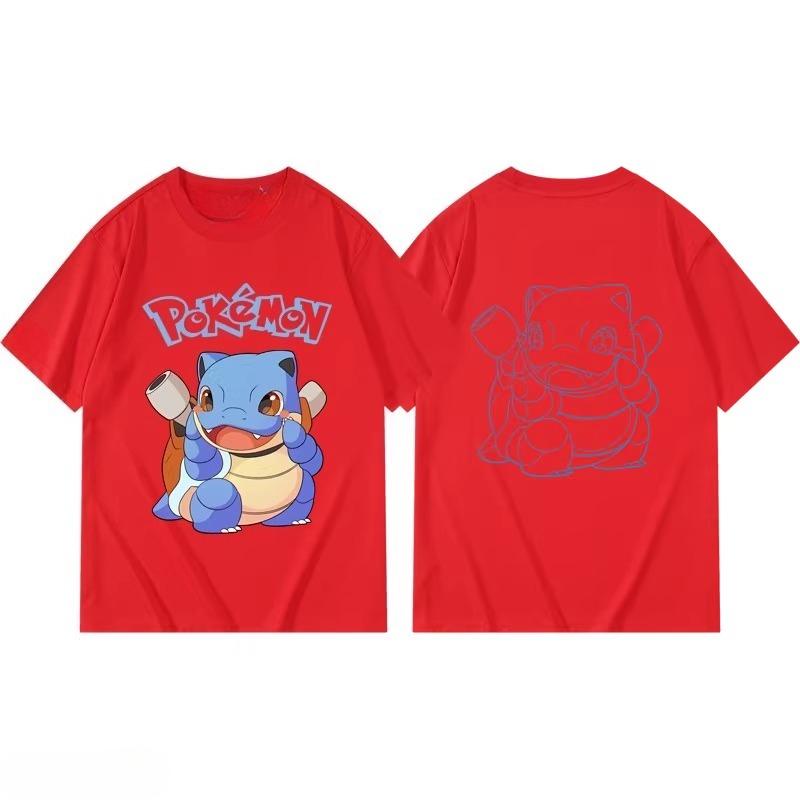Potdemiel Summer New Pikachu Print Children's Cotton T-Shirt, Boys and Girls, Comfortable and Breathable Children's T-Shirt