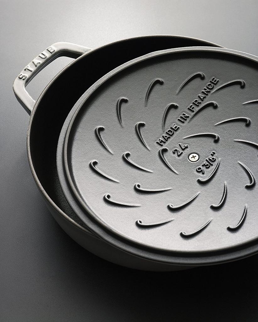 Staub Braiser Cast Iron Sukiyaki Induction Cooking Compatible Japanese Braiser Sauté Pan, Cherry, 24cm, Double-Handled, Enamel, Shallow, Compatible,