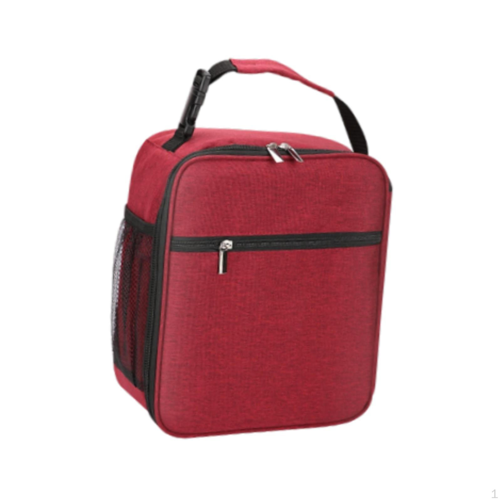 

Сумка Портативная Сумка для Еды с Боковым Карманом Ланчбокс Водонепроницаемая для Пляжа Путешествий Пеших Прогулок Пикника Работы Red