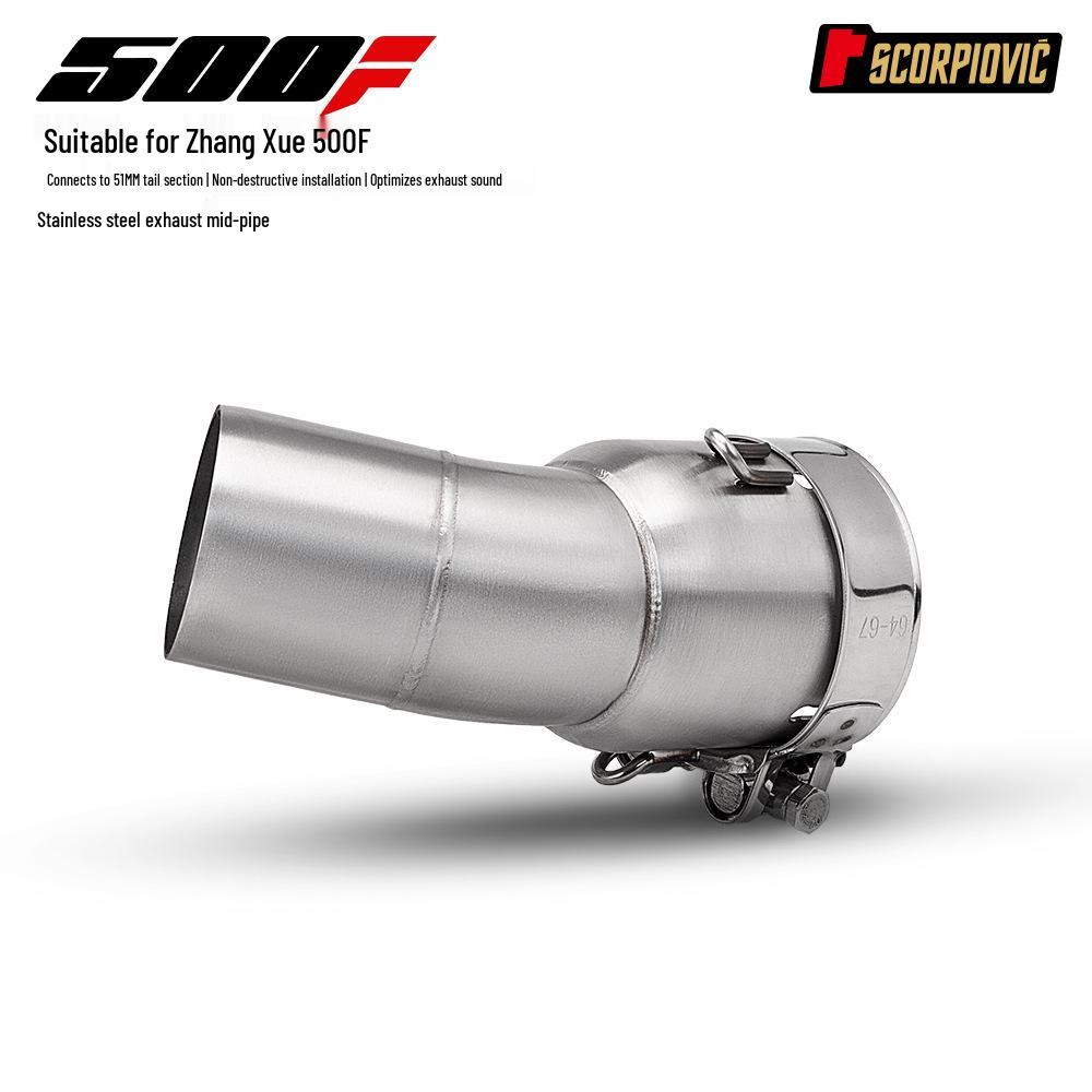 Motorcycle Exhaust Muffler Kit: Zhang Xue 500F Mid-Section to Tail Yoshimura Scorpion