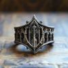 Retro Personality Ancient Silver Color Hollowed-Out Relief Crown  Rings For Women Men Halloween Fashion Gothic Jewelry