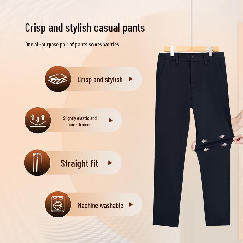 Langdeng Men's Casual Business Elastic Warm Pants