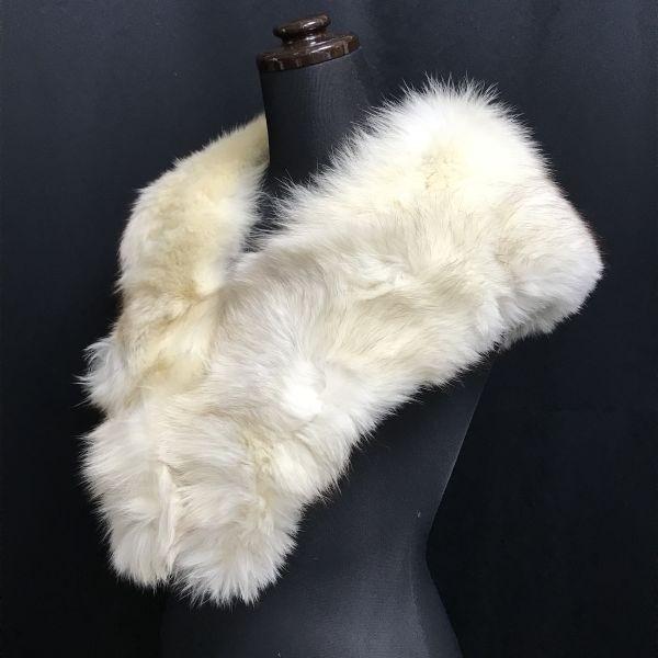 OSLO LOISIR × SAGA FOX Genuine Fur Tippet Muffler 122cm Width 10-16cm White For Kimono(USED)