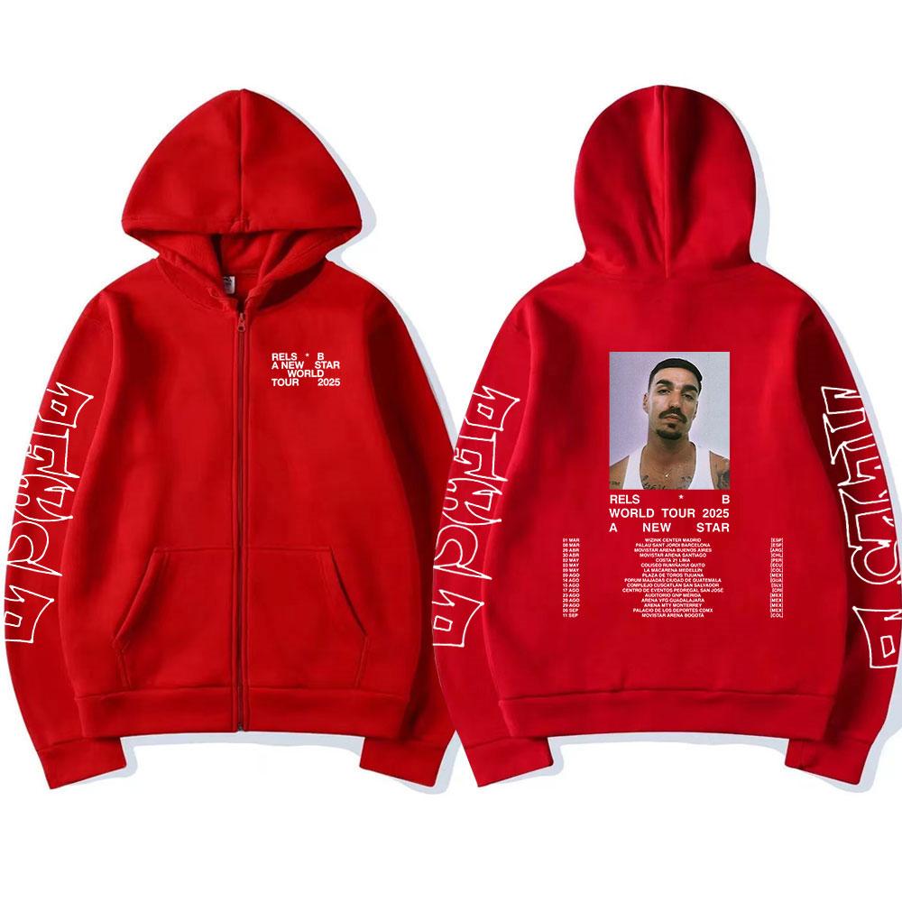 Rels B A New Star Welttournee Reißverschluss-Hoodies Herren Damen Kleidung Hip Hop Zip-Up Sweatshirts Übergroße Langarm-Pullover