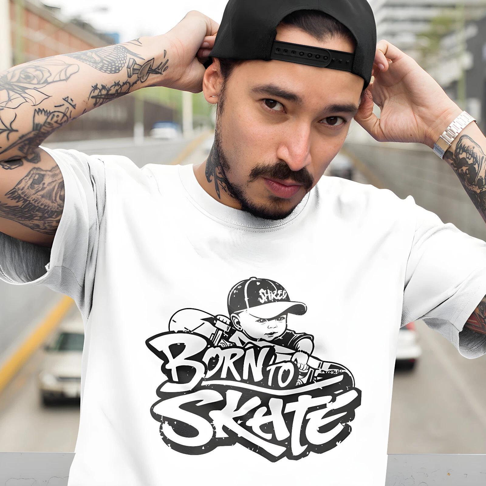 Born to Skate Skater Tee - Unisex Adult Skateboarding Skateboard Graphic T-Shirt S