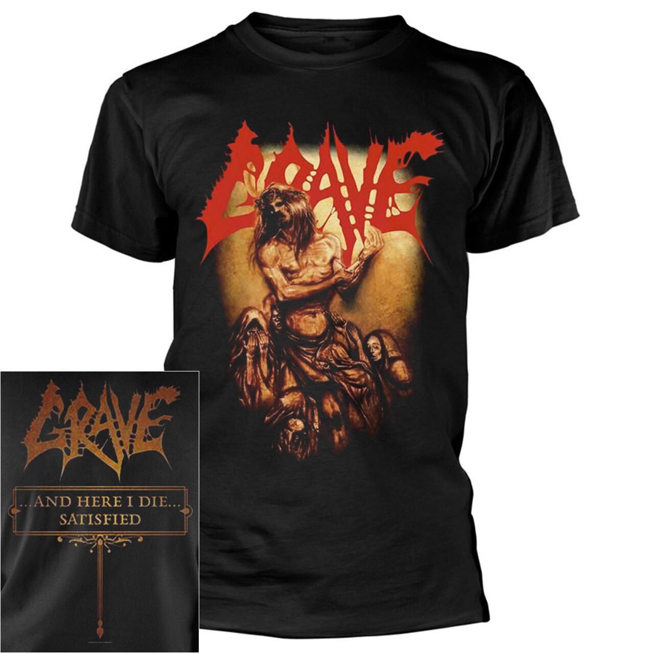 Grave Here I Die Satisfied Shirt S-XXL T-shirt Death Metal Official Band Tshirt L
