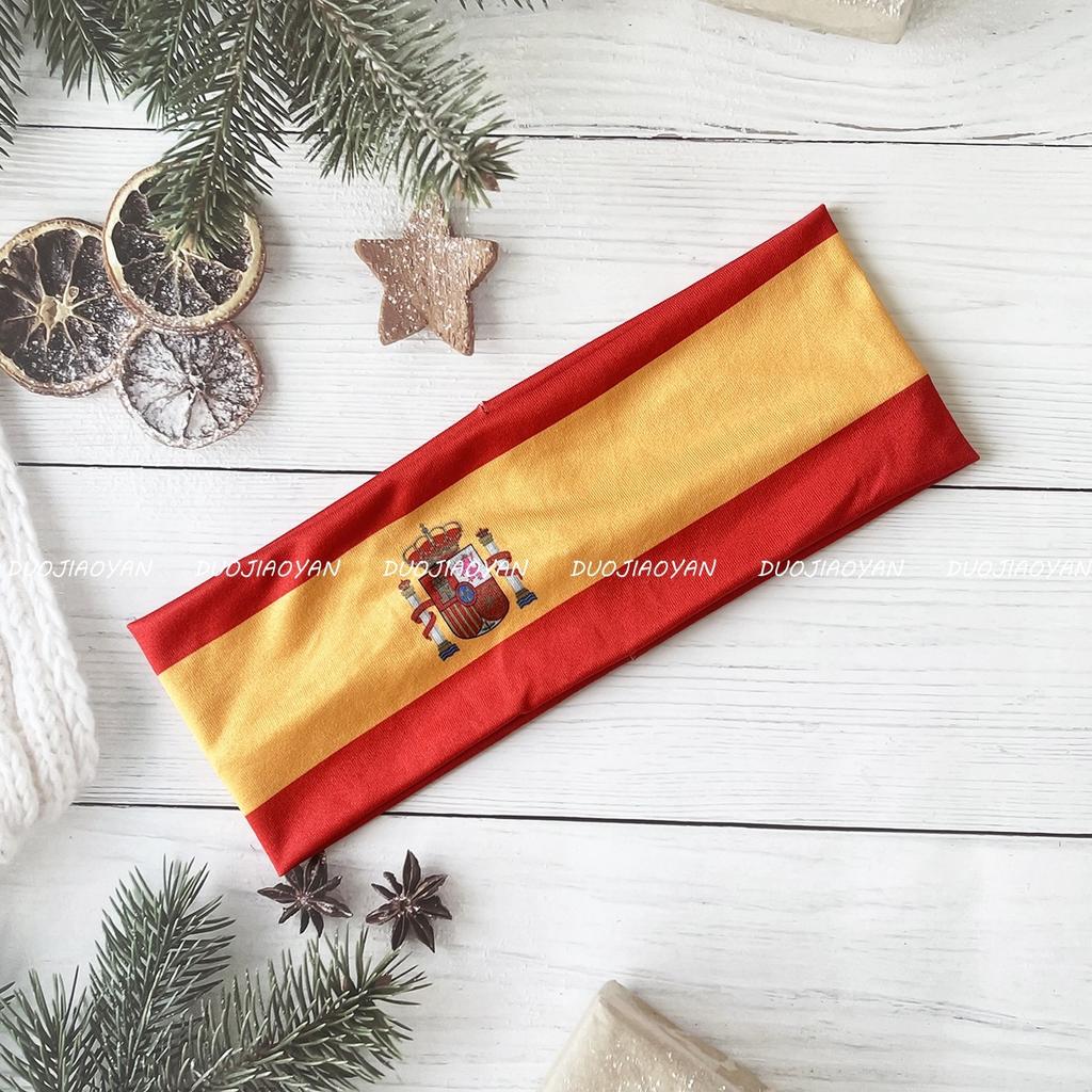 World Cup Flag Headband Football Fan Headband Sweat-Wicking Elastic Sports Headband Party Party Headwear Less