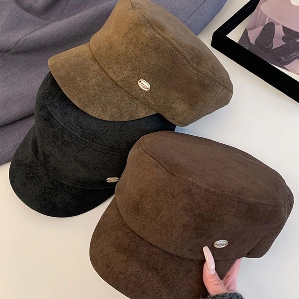 Vintage Suede Beret Flat Brim Beanie Cap Fashion Painter Berets  Women
