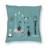 Mid Century Kitty Mischief Square Pillowcase Polyester Linen Velvet Pattern Decorative Throw Pillow Case Room Cushion Cover 18"