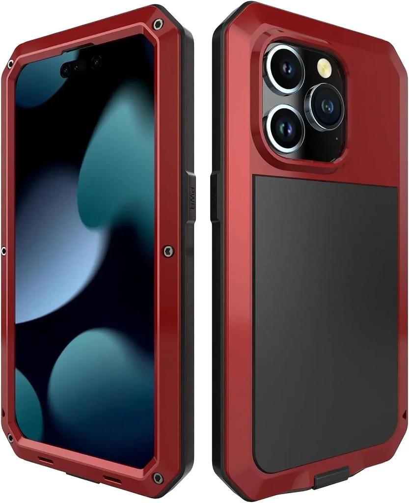For iPhone 17 Air 16e 15 14 13 12 11 Pro Max XS XR 8 7 Plus Tank Armor Metal Case Shockproof Aluminum Cover Glass Screen Protect