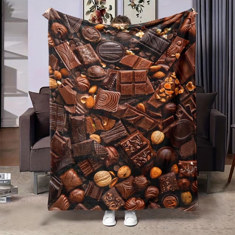 Cozy Chocolate Treats Print Flannel Throw Blanket - Soft, Warm & Versatile for Naps Office Bed, Camping | All-Season Gift Idea