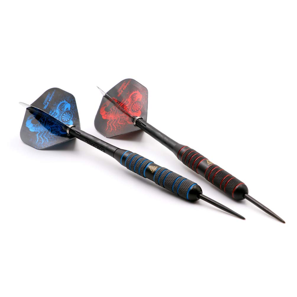 Black Scorpion CUESOUL Professionelles Stahlspitzen-Dartset (6 24g Dartpfeile) mit 12 Scorpion Dartpfeilflügen und Dartpfeilspitzer (L241L242-4)