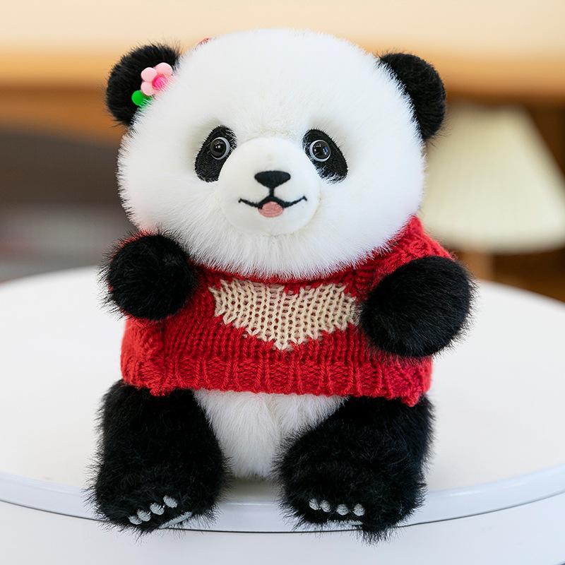 Cartoon Sweater Panda Plush Pendant for Girls Traveling Slanted Mobile Phone Clip Panda Hall Souvenir Backpack Hanging Decoration