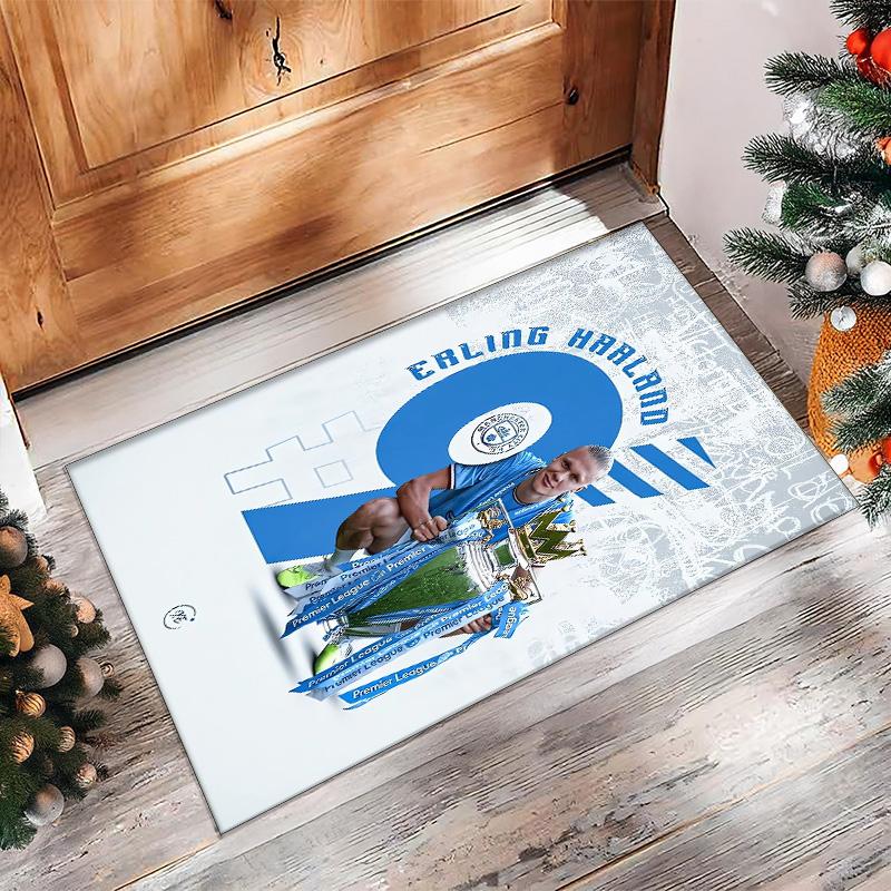 Tappeto in Flanella Stampato Erling Haaland Antiscivolo Morbido Poliestere Tappeto per Pavimento Tappetino Decorativo da Interno per Camera da Letto Soggiorno Divano
