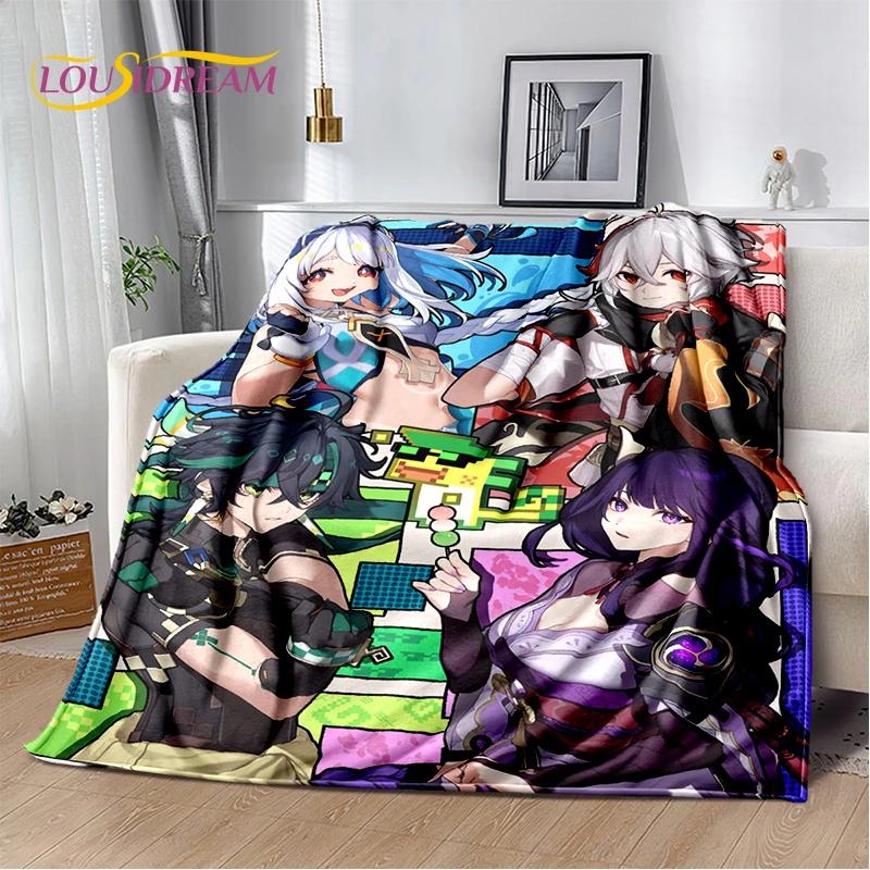 New Genshin Impact Character Solo Cartoon Game Soft Blanket,Soft Throw Blanket for Home Bedroom Bed Sofa Picnic Child Gift