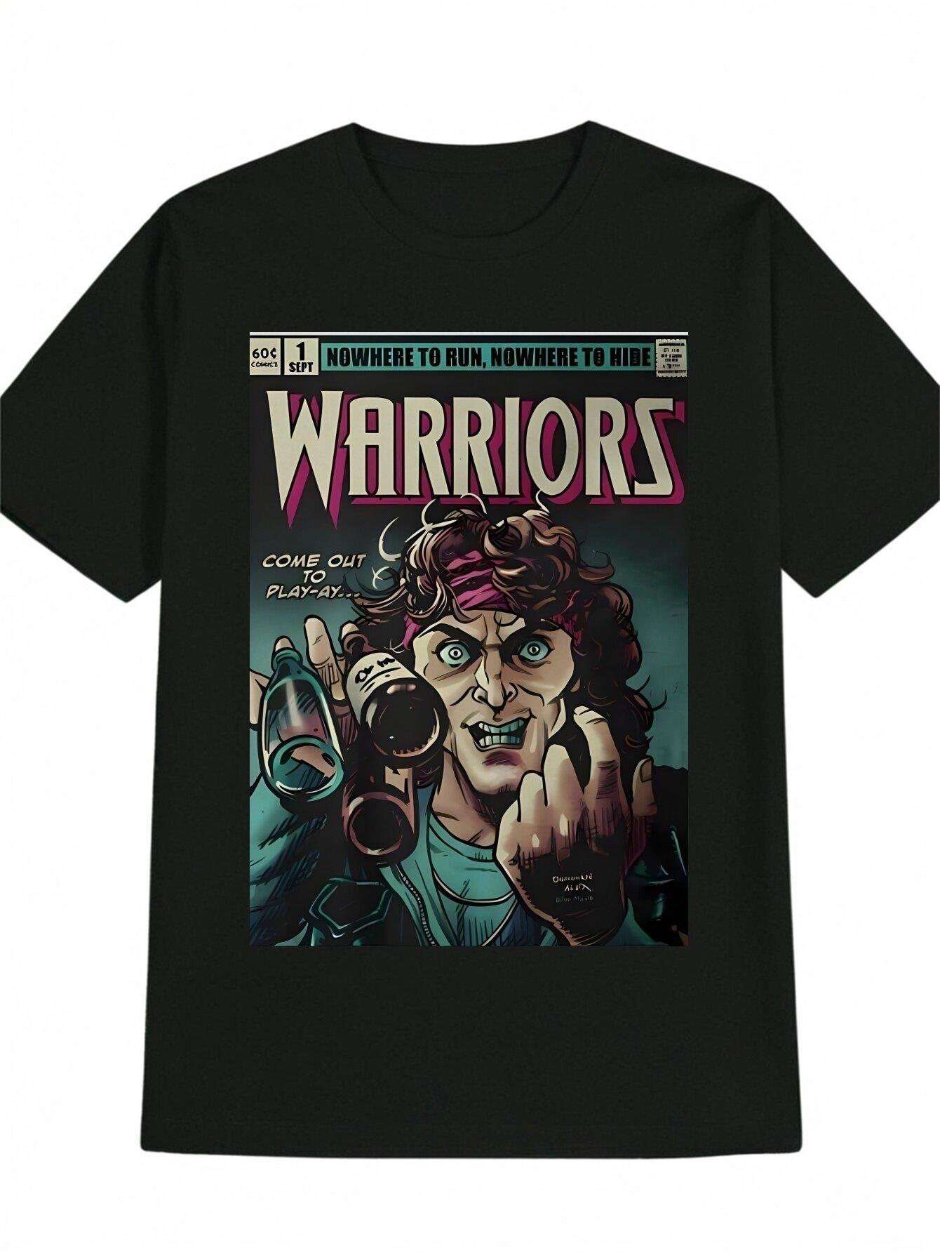 MenS Casual Crew Neck TShirt with Warriors Graphic Nowhere to Run Nowhere to Hide Design Lightweight Stretchy Perfe M