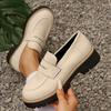 New Spring And Autumn Le Large Casual Sandblasted British Style Women'S Shoes With Thick Heels And Retro Single Shoes