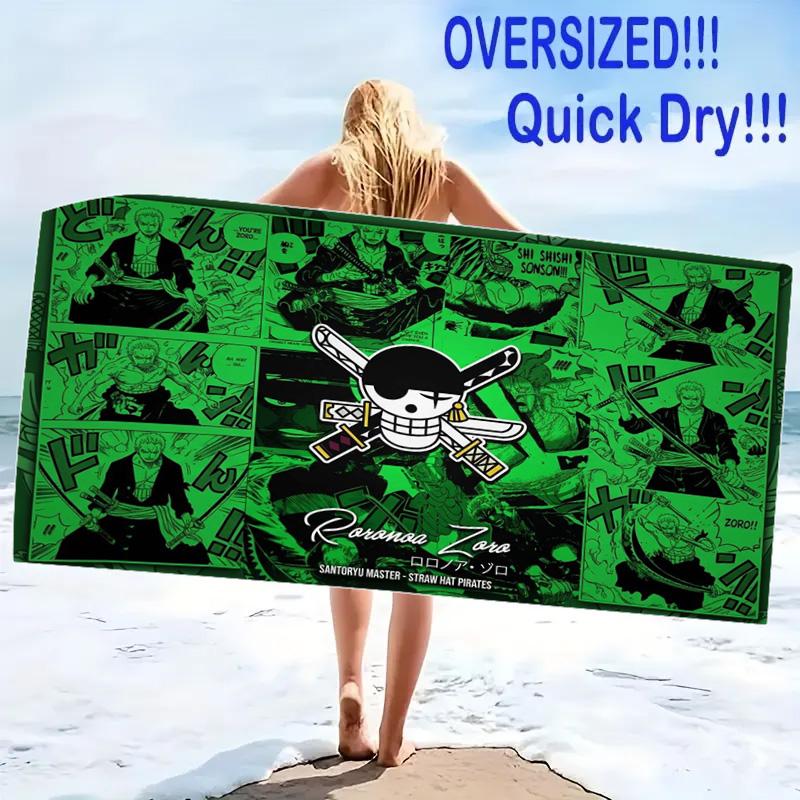 Roronoa Zoro Print Beach Towel, Large Soft Quick Dry Towel for Beach Camping Swimming