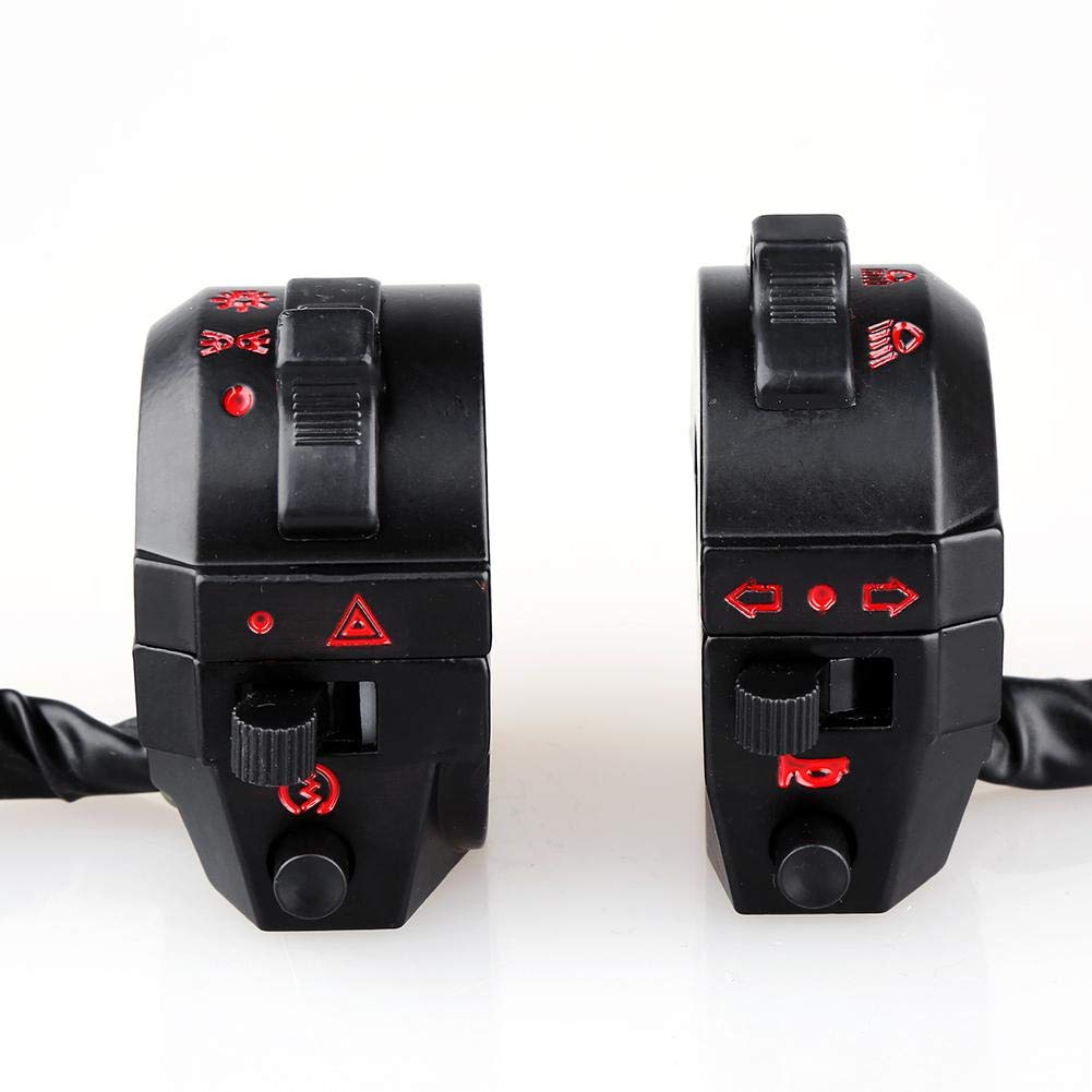 Pair Left & Right Motorcycle Switch Controller Left and Right Handlebar Switch Multifunction Head